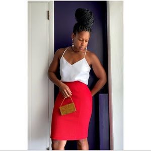 Thierry Mugler Textured wool pencil skirt red 40/6